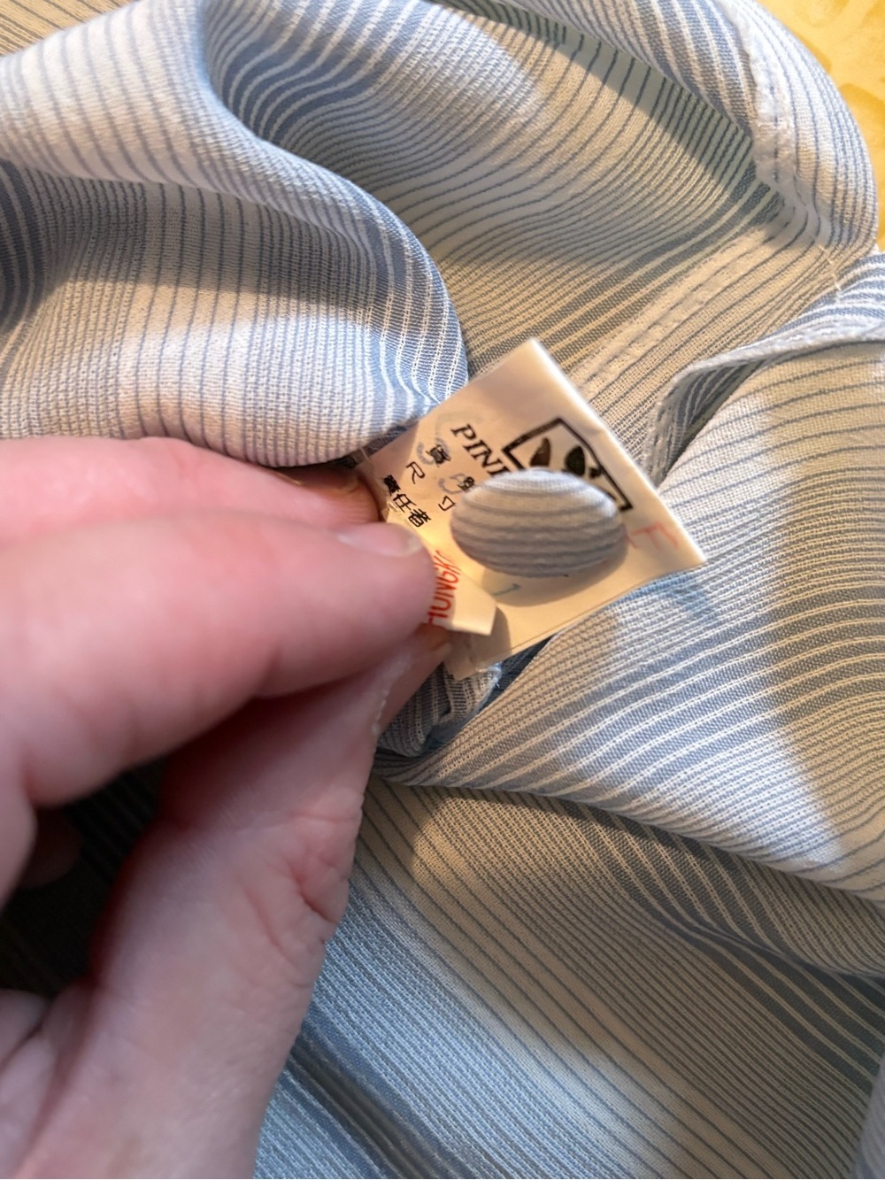 Vintage Striped Pleated Front Blouse in Light Blue and White - Picture 7 of 10